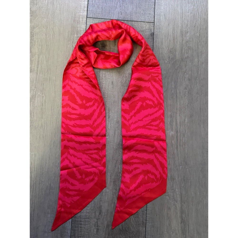 AllSaints Silk Long Scarf Red‎ and Pink